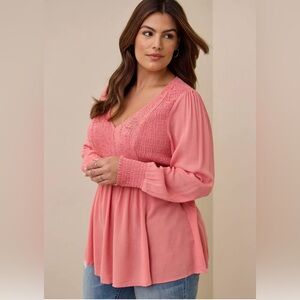 Torrid Pink Crinkle Top-2-NWOT